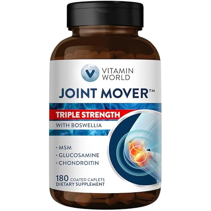 Vitamin World Triple Strength Joint Mover, Glucosamine Chondroitin with MSM Joint Support Supplement, Collagen & Boswellia Serrata Extract, Support Joint Strength, Comfort & Flexibility, 180 Caplets - Image 1