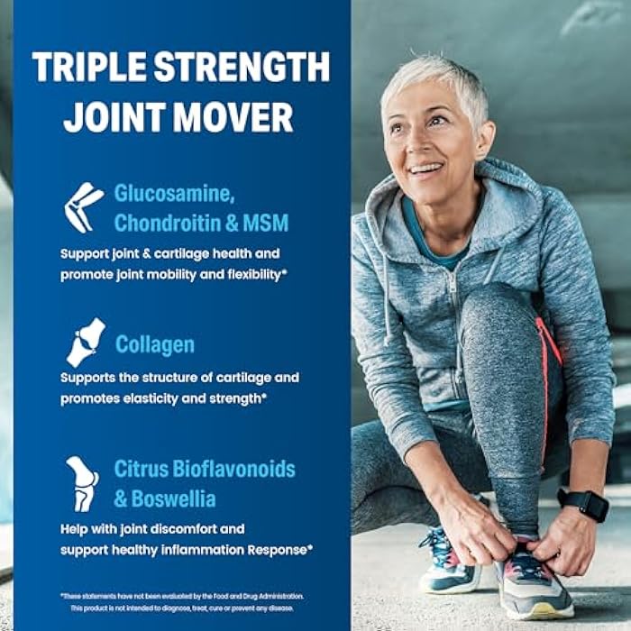 Vitamin World Triple Strength Joint Mover, Glucosamine Chondroitin with MSM Joint Support Supplement, Collagen & Boswellia Serrata Extract, Support Joint Strength, Comfort & Flexibility, 180 Caplets - Image 5