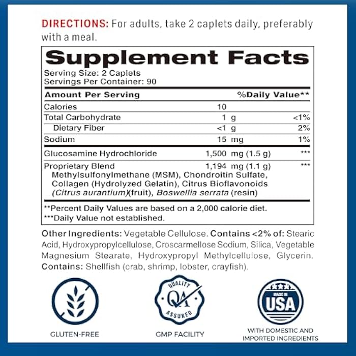 Vitamin World Triple Strength Joint Mover, Glucosamine Chondroitin with MSM Joint Support Supplement, Collagen & Boswellia Serrata Extract, Support Joint Strength, Comfort & Flexibility, 180 Caplets - Image 2