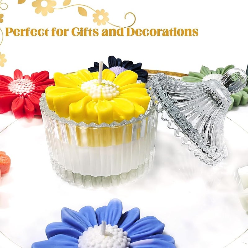 Keromtein 4 PCS Daisy Flower Silicone Molds for Candles, 3D Flower Candle Mold Silicone Daisy DIY Soap Wax Epoxy Resin Plaster Concrete Casting Polymer Clay Craft, Chocolate Fondant Cake Topper Decoration Mold - Image 2