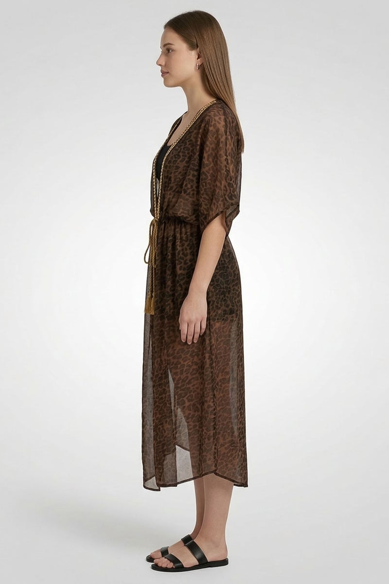 Willow & Whistle Women Animal Print Kimono Cover Up, Multicolor - Image 3