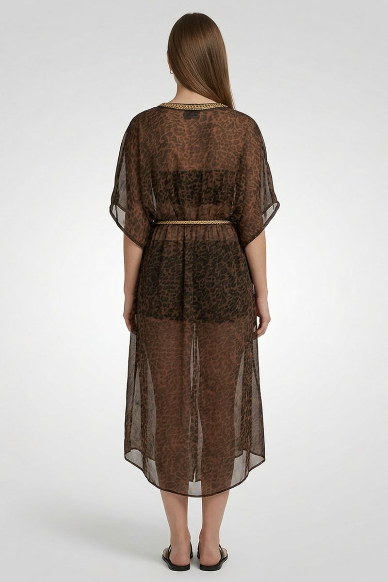 Willow & Whistle Women Animal Print Kimono Cover Up, Multicolor - Image 4