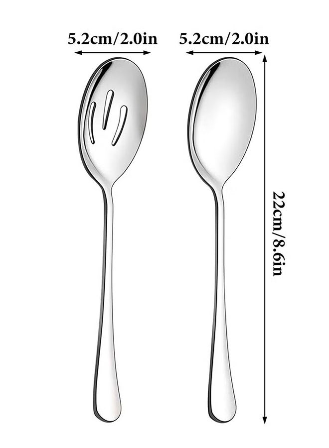 واي جيه 6 قطعة من الفولاذ المقاوم للصدأ خدمة الملعقة والتغليف، مرآة مصقولة، غسالة أطباق آمنة، مثالية للبوفيه والحفلات - Image 2
