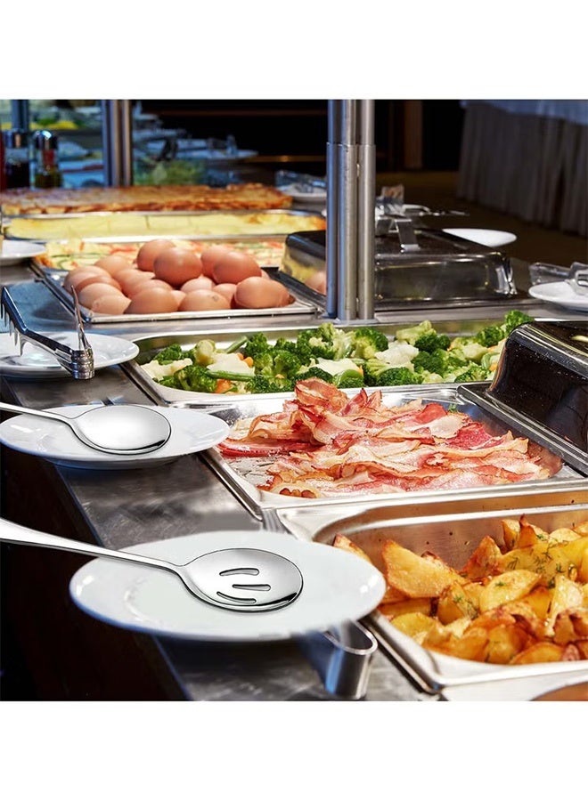 واي جيه 6 قطعة من الفولاذ المقاوم للصدأ خدمة الملعقة والتغليف، مرآة مصقولة، غسالة أطباق آمنة، مثالية للبوفيه والحفلات - Image 4