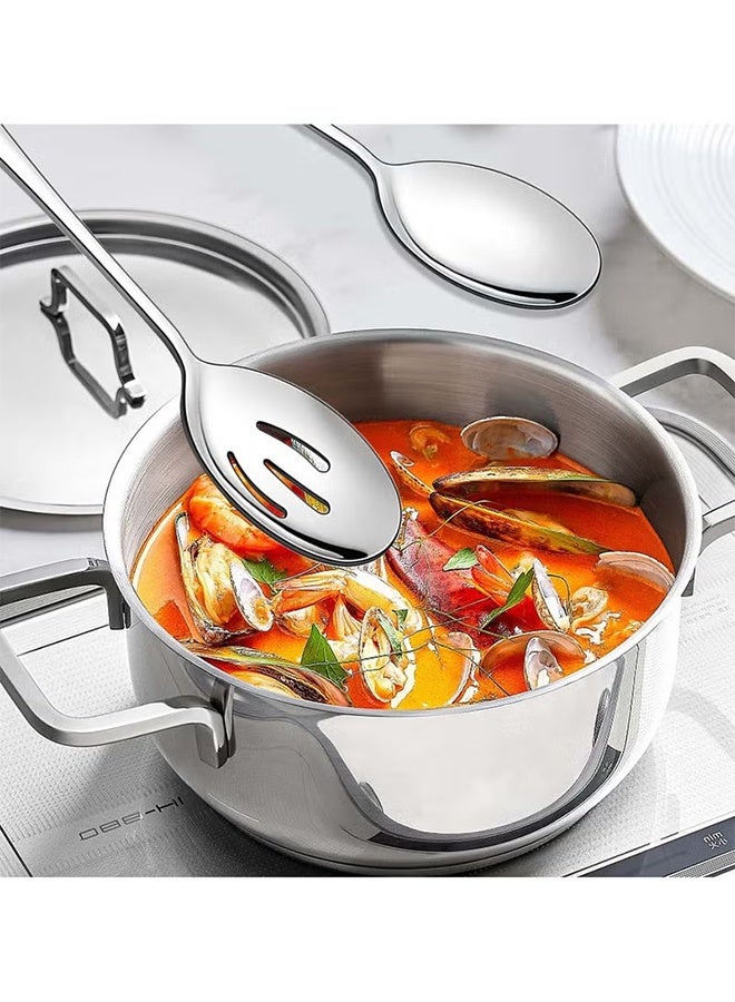 واي جيه 6 قطعة من الفولاذ المقاوم للصدأ خدمة الملعقة والتغليف، مرآة مصقولة، غسالة أطباق آمنة، مثالية للبوفيه والحفلات - Image 3