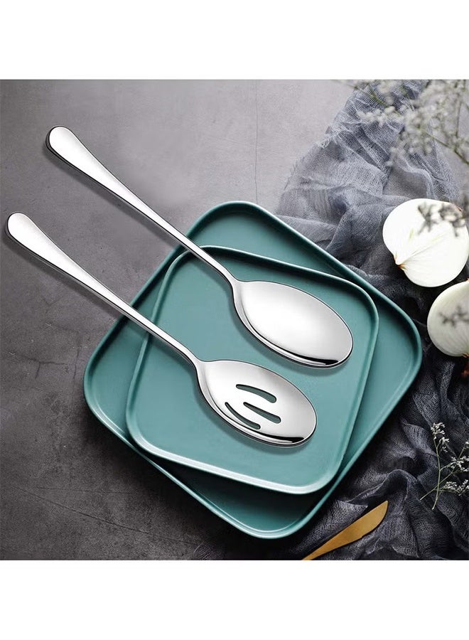 واي جيه 6 قطعة من الفولاذ المقاوم للصدأ خدمة الملعقة والتغليف، مرآة مصقولة، غسالة أطباق آمنة، مثالية للبوفيه والحفلات - Image 5