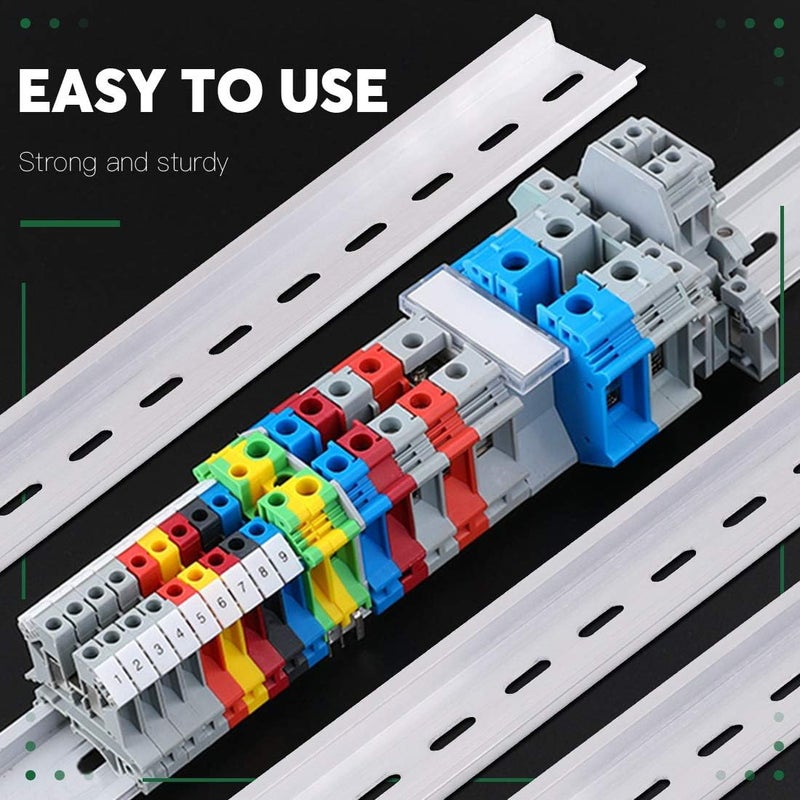 Keadic 15Pcs DIN Rail Slotted Aluminum, Top Hat Slotted DIN Rail Assortment Kit, 12 Inches Long 35mm Wide 7.5mm High - Image 3