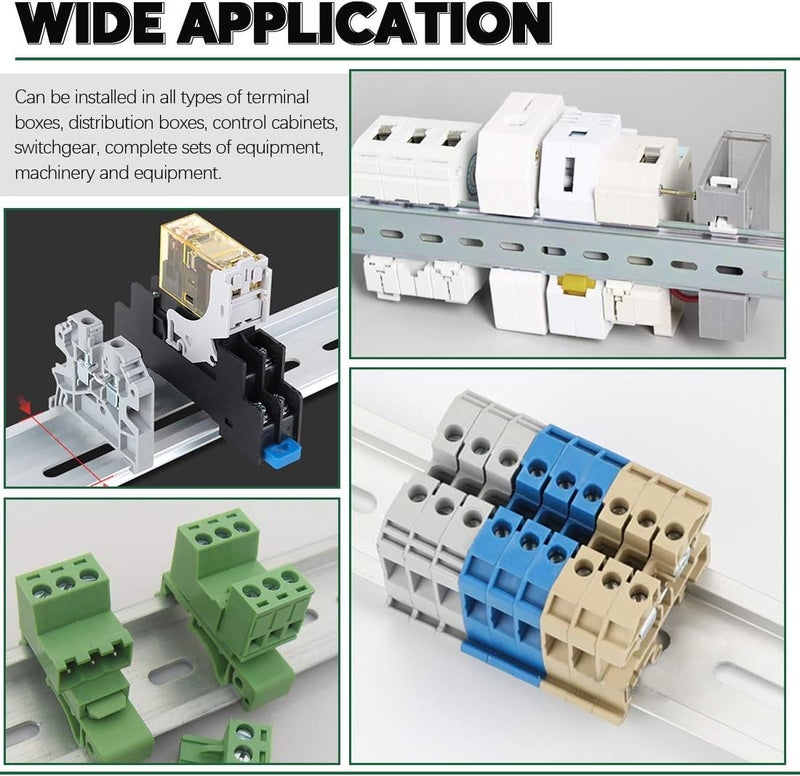 Keadic 15Pcs DIN Rail Slotted Aluminum, Top Hat Slotted DIN Rail Assortment Kit, 12 Inches Long 35mm Wide 7.5mm High - Image 2