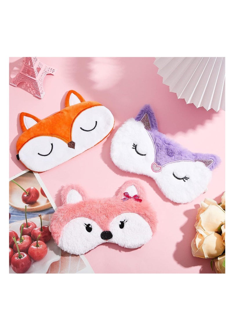 Y&D Cute Eye Mask for Sleeping, 3 Pieces Cartoon Dog Face Cover Funny Animal Cat Sleeping Mask, Soft Lightweight Night Sleep Masks, Blindfolds Women Men Kids (Fox)  - Image 4