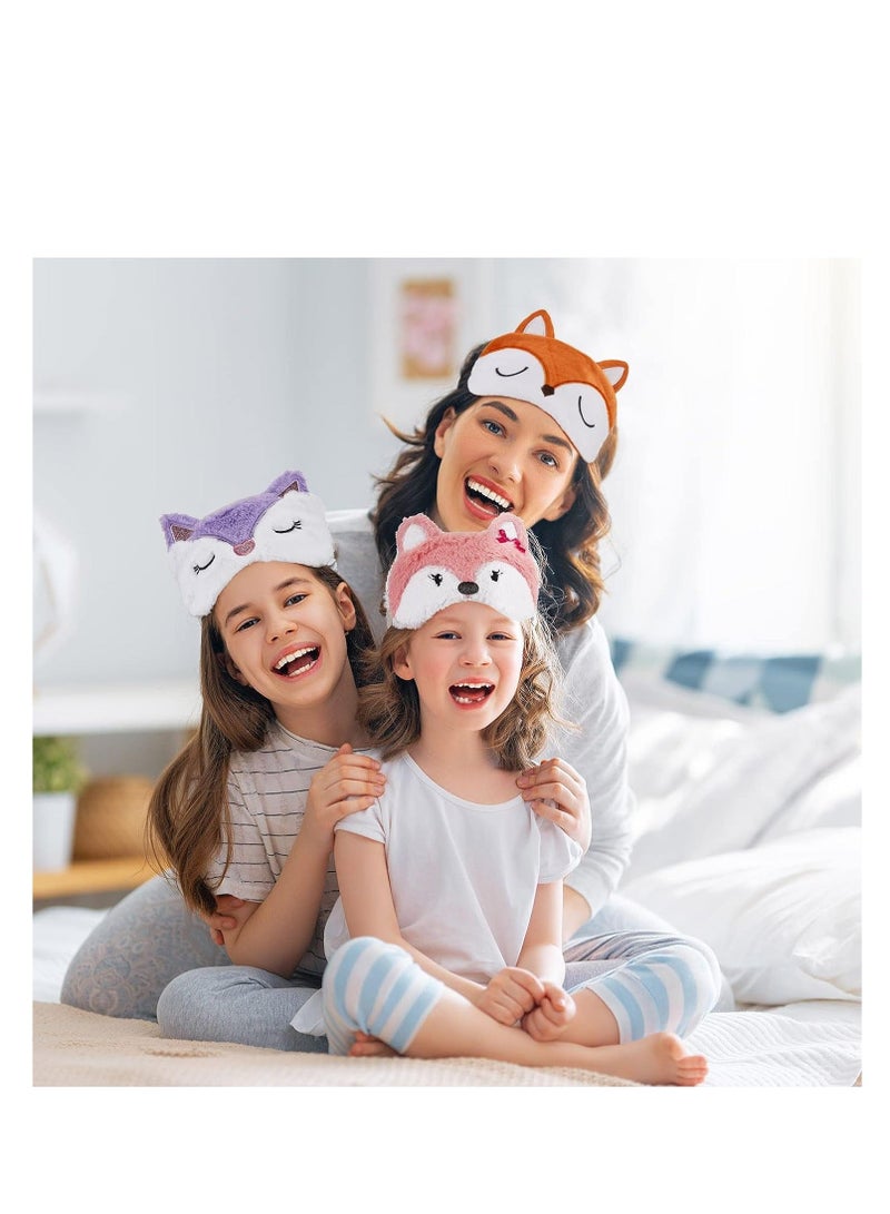 Y&D Cute Eye Mask for Sleeping, 3 Pieces Cartoon Dog Face Cover Funny Animal Cat Sleeping Mask, Soft Lightweight Night Sleep Masks, Blindfolds Women Men Kids (Fox)  - Image 5
