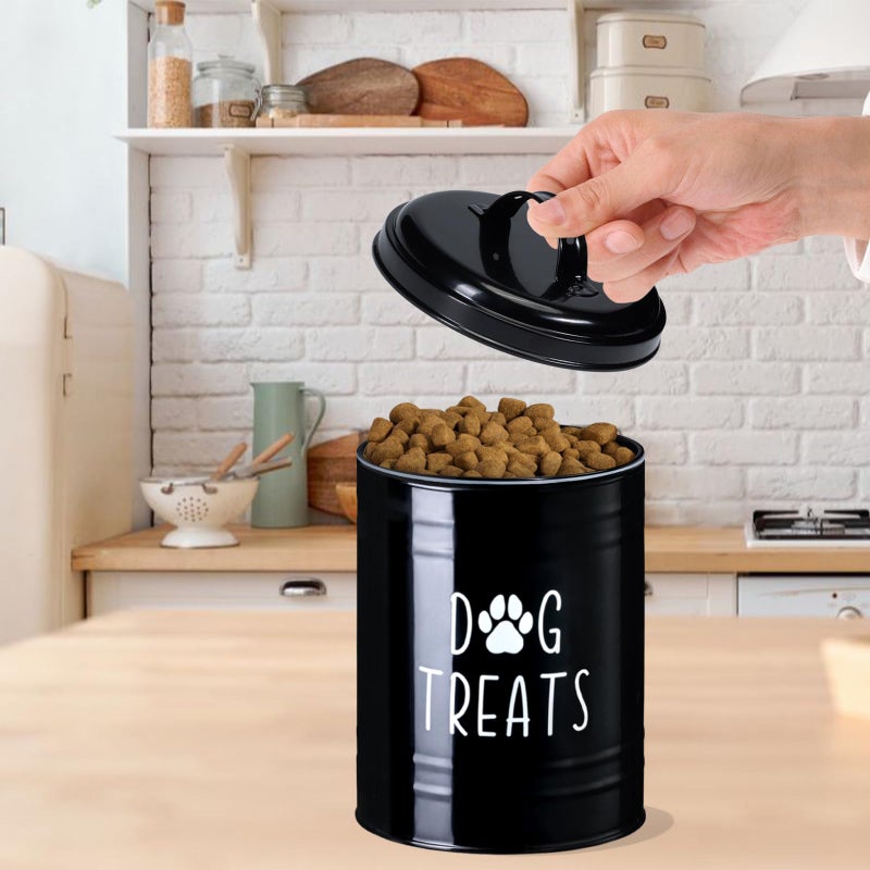 NIXBYO Dog Treat Container Airtight, Dog Treat Jar with Lid - 9x5.5'' Metal Dog Cookie Jar for Farmhouse Kitchen Counter, Black Pet Treat Container, Dog Treat Storage Container for Dogs, Cats - Image 5