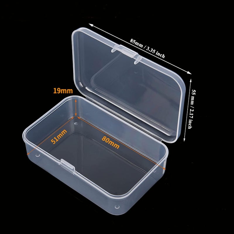 Thintinick 100 Pack Rectangular Clear Plastic Storage Containers Box with Hinged Lid for Beads and Other Small Craft Items (3.35 x 2.17 x 0.98 inch) - Image 2