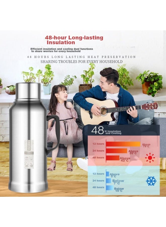 Gianxi Insulated Bottle, Stainless Steel Thermos, Large Capacity, Glass Inner Liner, Hot Water Bottle, Precision Steel Thermos, 2.0l - Image 4