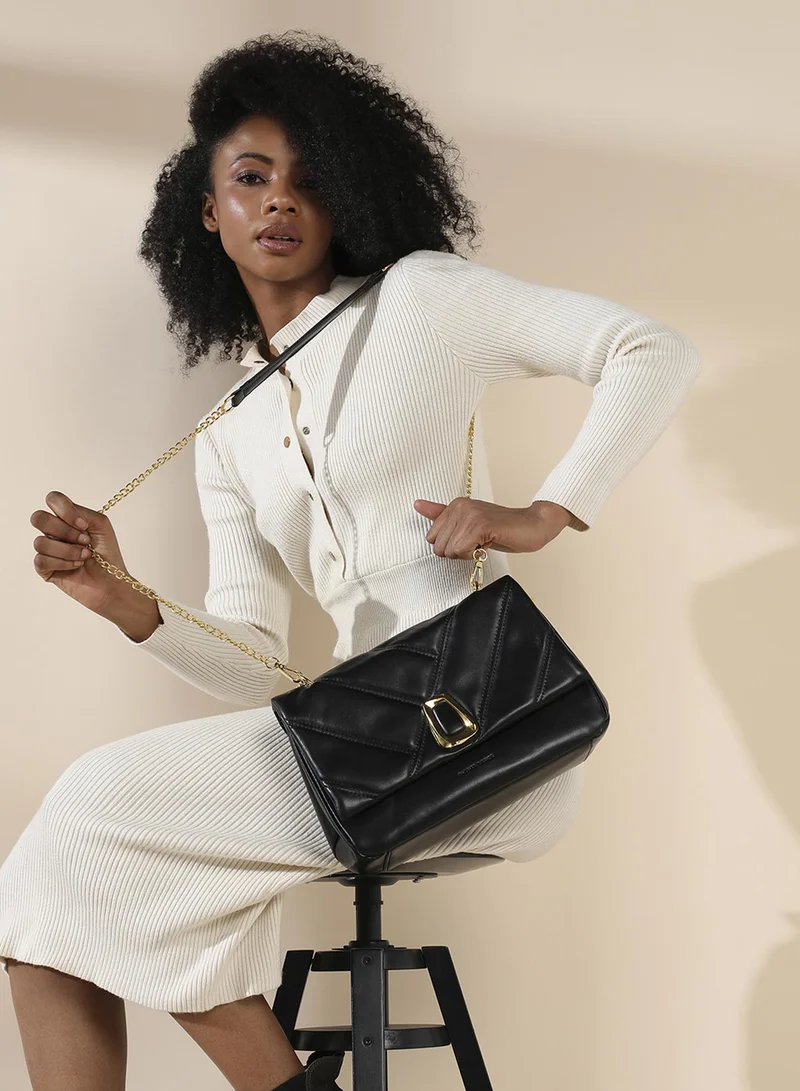 Haute Sauce Quilted Chain Handbag - Black