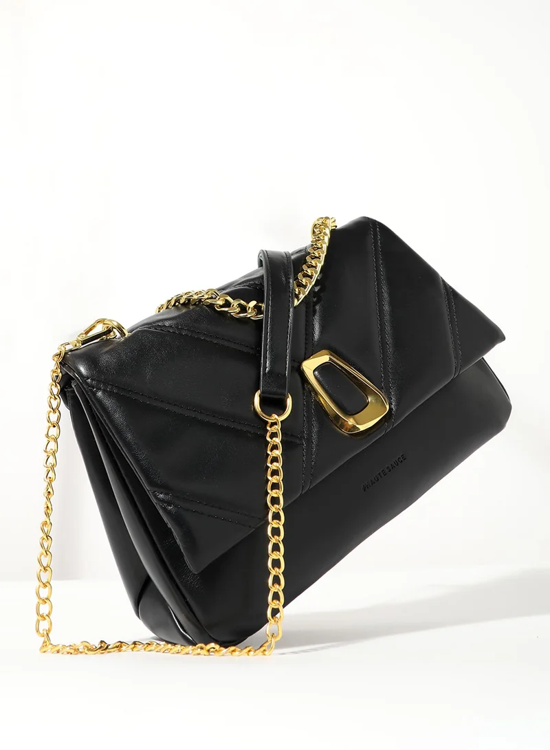 Haute Sauce Quilted Chain Handbag - Black