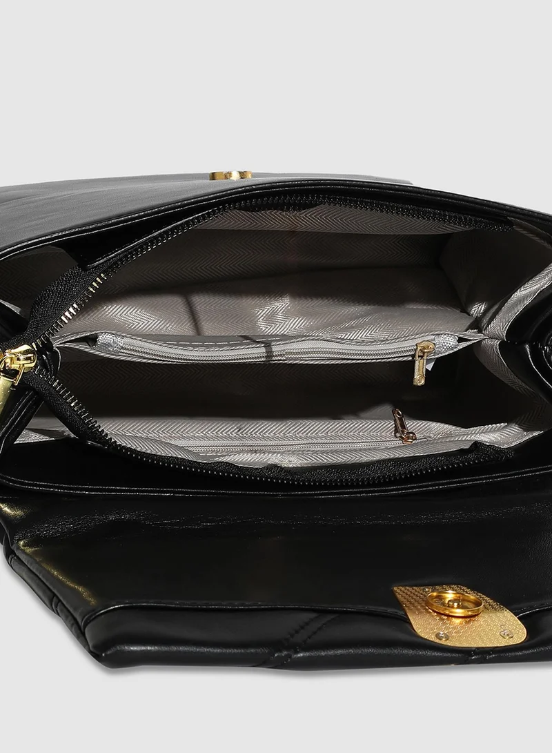 Haute Sauce Quilted Chain Handbag - Black