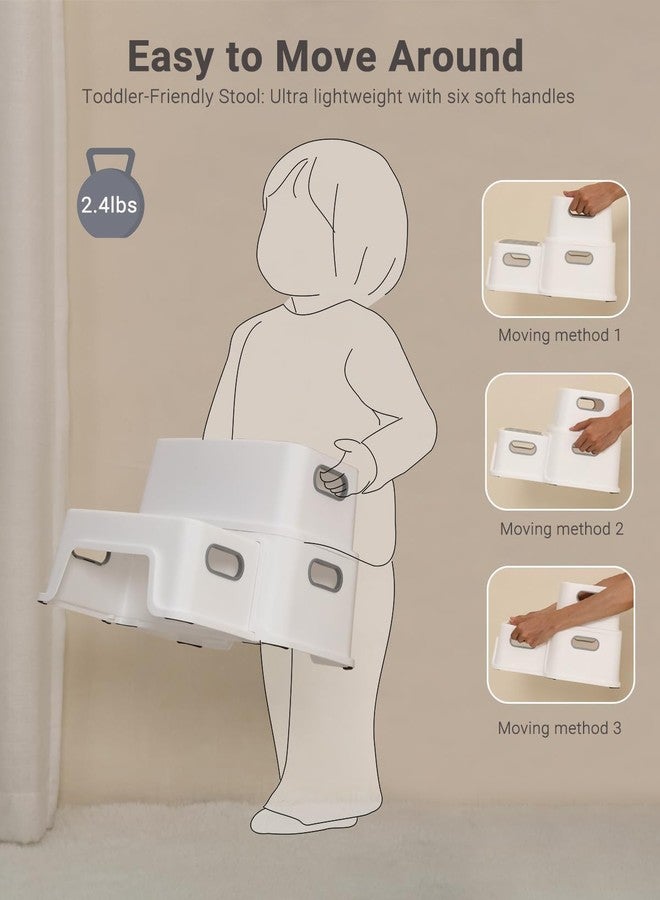 JUVIW 2 Step Kids Toddler Potty Training Step Stool for Bathroom Kitchen Sink and Toilet Anti-Slip Potty Stools, 3 in 1 Independent Stepping Stool, Grey - Image 3