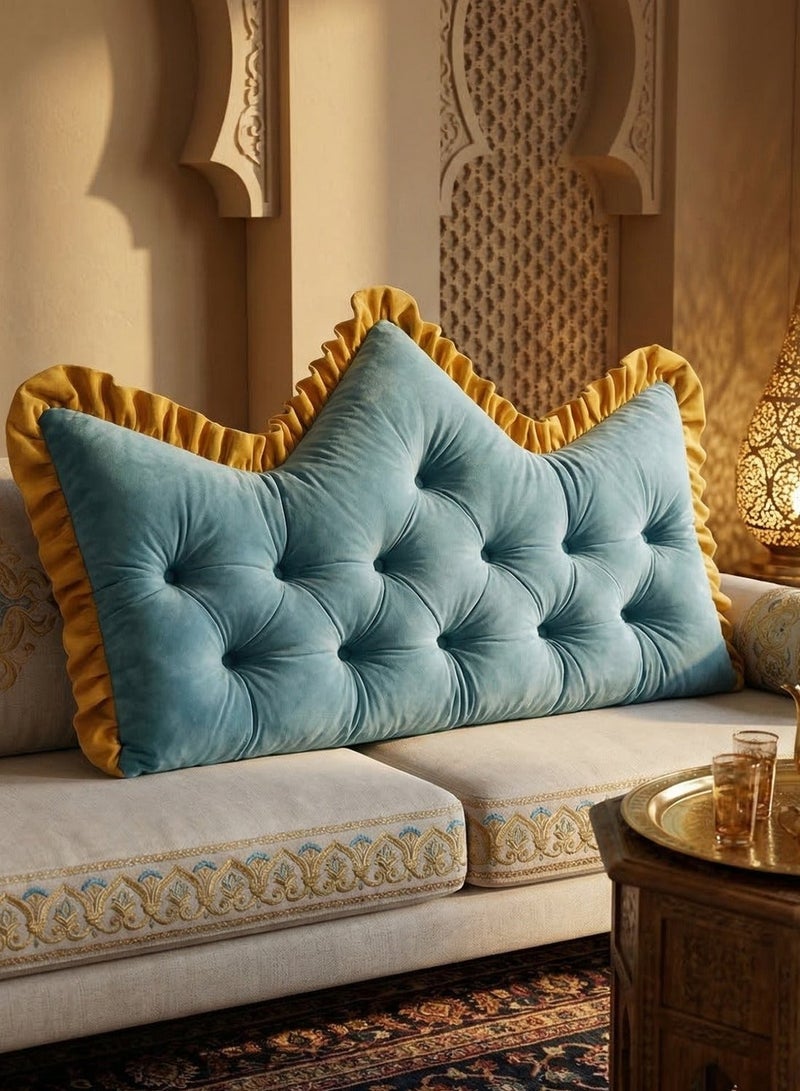 Crown-shaped bed pillow, non-slip back support pillow, soft plush back cushion with pleats, provides supportive sleep, decorative throw pillow for bedroom and living room. - Image 1