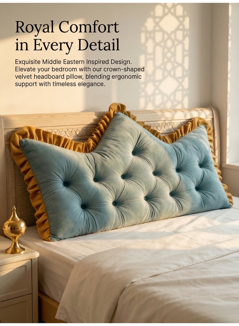 Crown-shaped bed pillow, non-slip back support pillow, soft plush back cushion with pleats, provides supportive sleep, decorative throw pillow for bedroom and living room. - Image 3