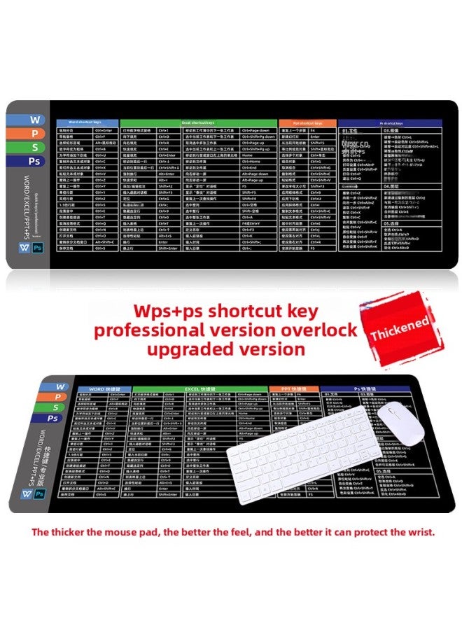[IDEA Shortcut] Oversized WPS + CAD Mouse Pad Maya Office Computer Pad Blender Keyboard Pad-Color:900*400*3mm-Pattern:WPS + PS Shortcuts  - Image 1