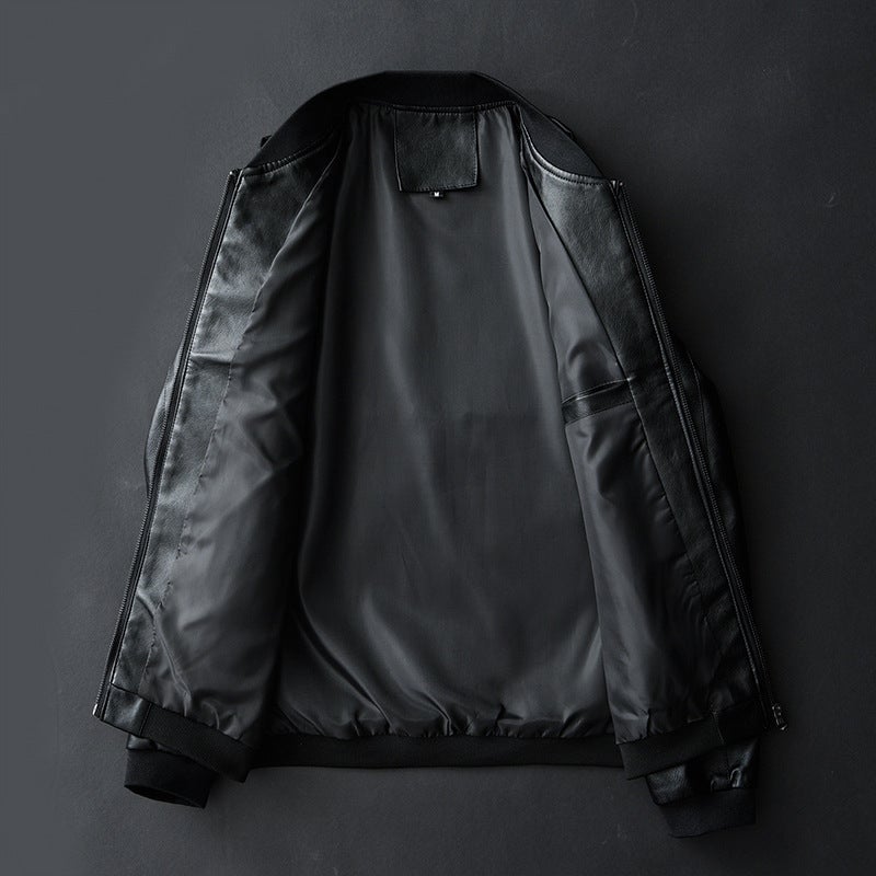 New Spring Autumn Mens PU Leather Jacket Casual Biker Coat Plus Size Orange  - Image 4