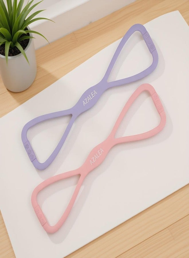 AZALEA Figure 8 Resistance Bands, 2 Pack Silicone Stretch Bands for Yoga, Pilates, Home Workout, Non Slip Exercise Bands with Handles, 15LB 25LB Set for Arms, Back, Legs, Glutes - Image 2