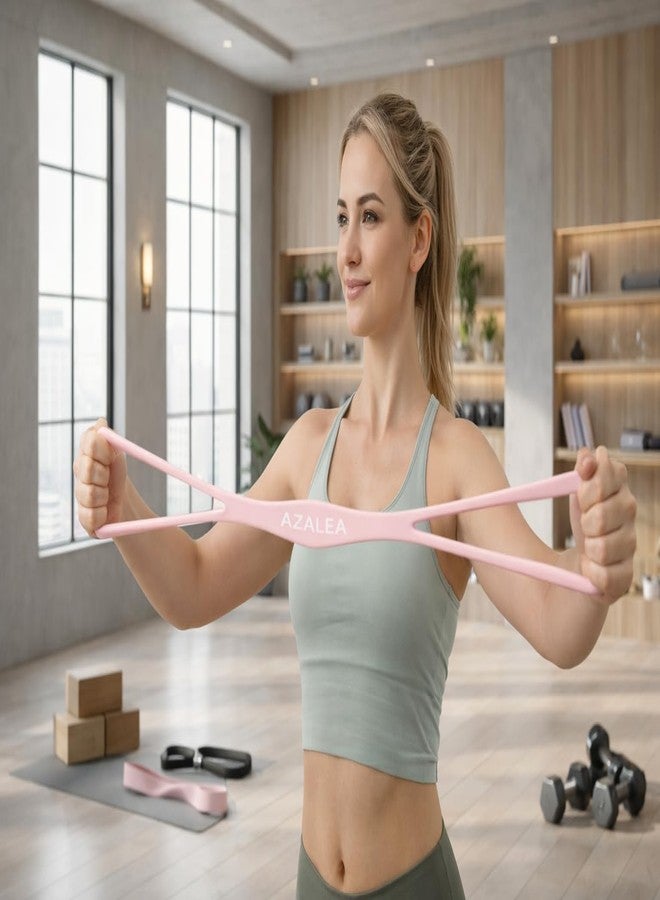 AZALEA Figure 8 Resistance Bands, 2 Pack Silicone Stretch Bands for Yoga, Pilates, Home Workout, Non Slip Exercise Bands with Handles, 15LB 25LB Set for Arms, Back, Legs, Glutes - Image 4