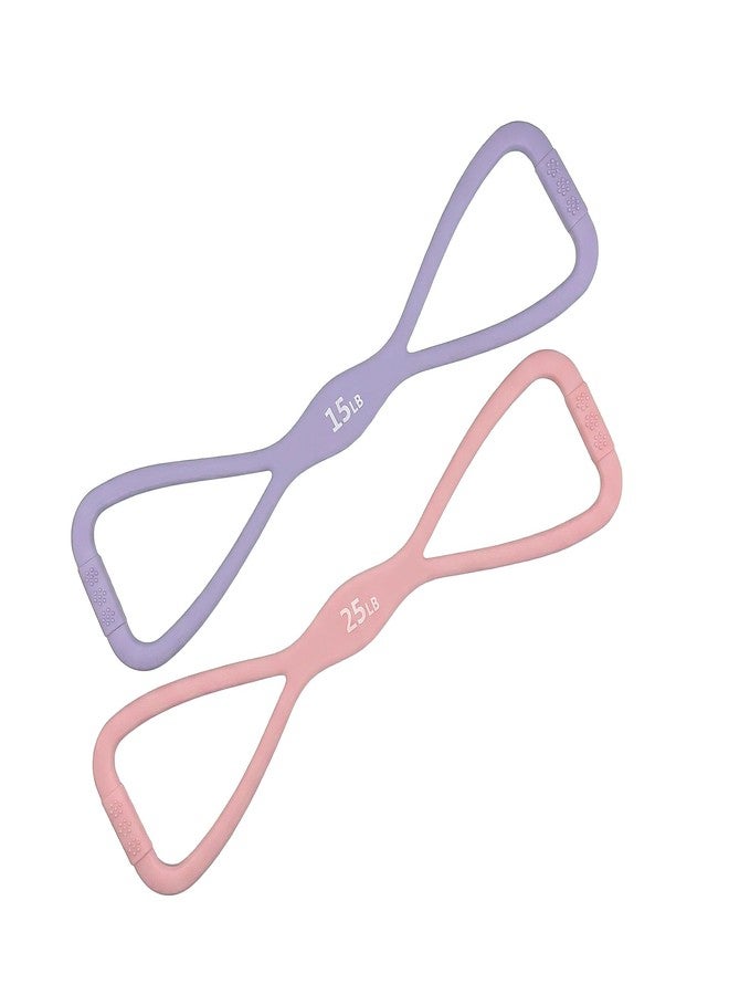 AZALEA Figure 8 Resistance Bands, 2 Pack Silicone Stretch Bands for Yoga, Pilates, Home Workout, Non Slip Exercise Bands with Handles, 15LB 25LB Set for Arms, Back, Legs, Glutes - Image 1