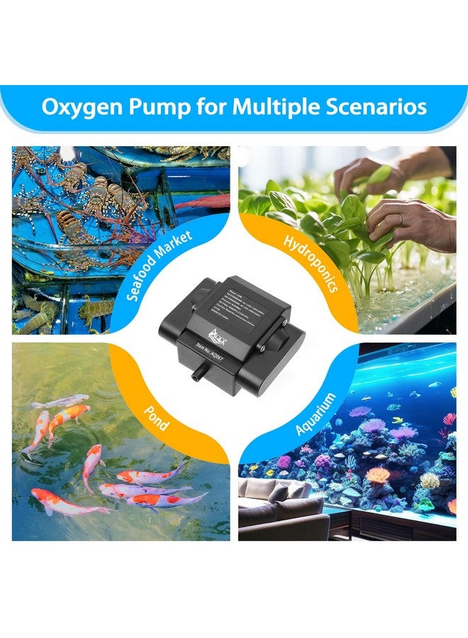 AQQA AQQA Aquarium Air Pump Powerful Pond Aerator Oxygen Pump 4 Outlets Adjustable Hydroponic Air Bubbler Pump with Air Stone Tube Air Valves for Up to 1000Gal (15W,356GPH) - Image 5