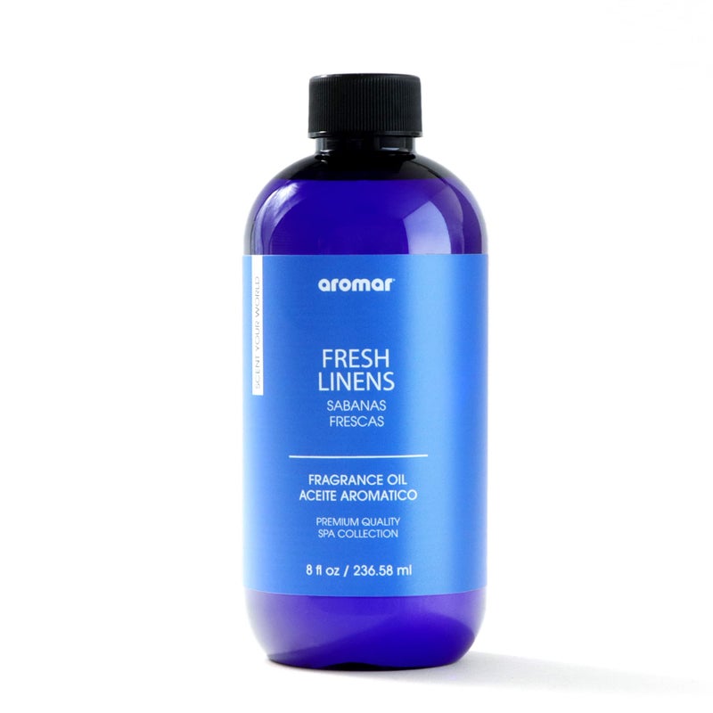 AROMAR Premium Fragrance Oil, Long-Lasting, Reinvigorating Uplifting Aroma for Aromatherapy, Relaxation & Household Uses. Fresh Linen 8oz - Image 1