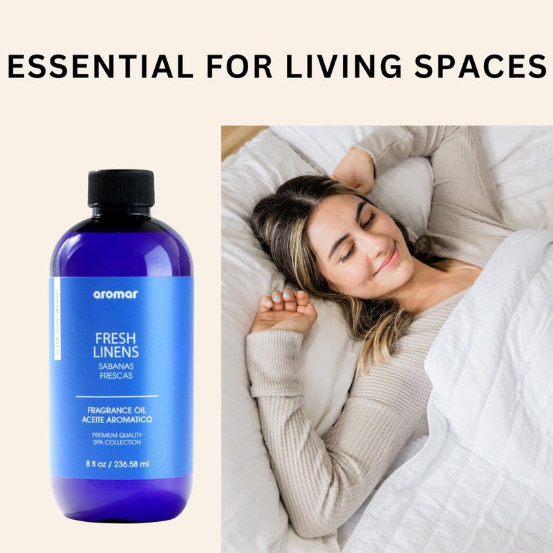 AROMAR Premium Fragrance Oil, Long-Lasting, Reinvigorating Uplifting Aroma for Aromatherapy, Relaxation & Household Uses. Fresh Linen 8oz - Image 4