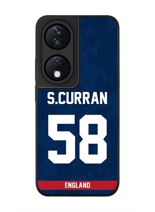 Stylizedd Rugged Black Edge Case for Honor X7b, Slim fit Case Flexible Anti Drop TPU Gel Thin Cover -  Team England Sam Curran, Jersey No 58 - Image 1