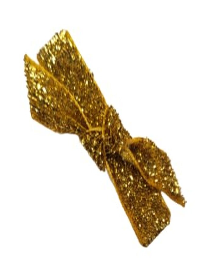 Chic Crystals Knotted Set of 4 French Velvet Clips For Baby Girls, Toddlers, Perfect For Christmas, Valentines Glitter Ribbon Alligator Barrette Pins - Image 3