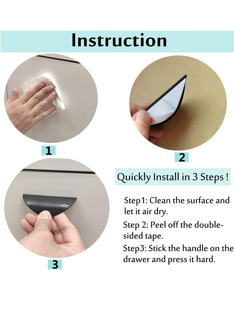 إسكدنيا مقبض مثبت ذاتيًا للأدرج، مقبض لصق على الخزان، استبدال مقابض الأدراج (أسود، حزمة من 6) - Image 5