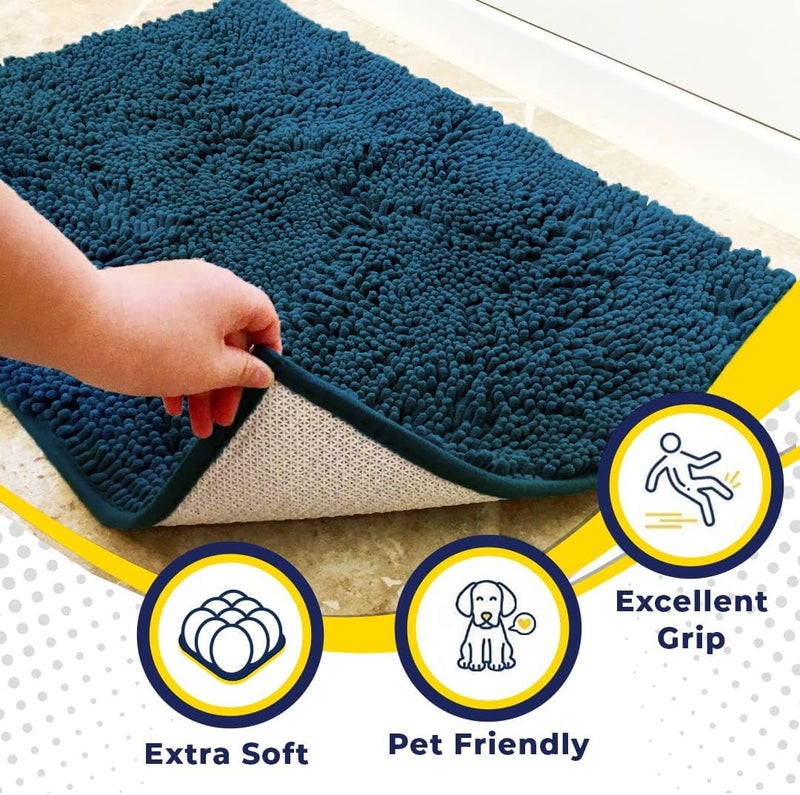 Muddy MatÂ® Shown on TVâ€“Super Absorbent Microfiber Dog Door Mat for Muddy Paws, Non-Slip Washable Pet Rug, Quick Dry Chenille Entryway Carpet, Machine Washable Indoor Outdoor matâ€“Atlantic Blue 30"x19" - Image 2