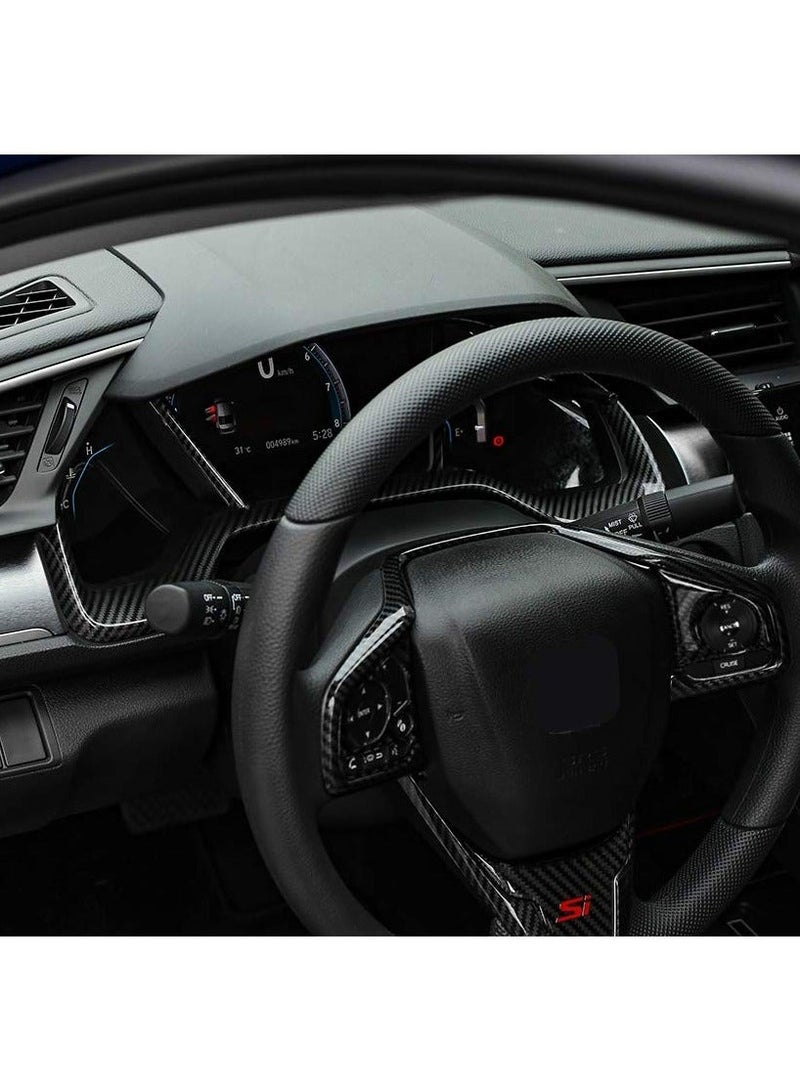 كابتن تيك for 10th Gen Civic Dash Board Instrument Panel Dial Dashboard Trim Cover, Frame ABS Carbon Fiber Style Decal Interior Moulding Accessories for Honda Civic 2020 2019 2018 2017 2016 KSA | Riyadh, Jedda - Image 2