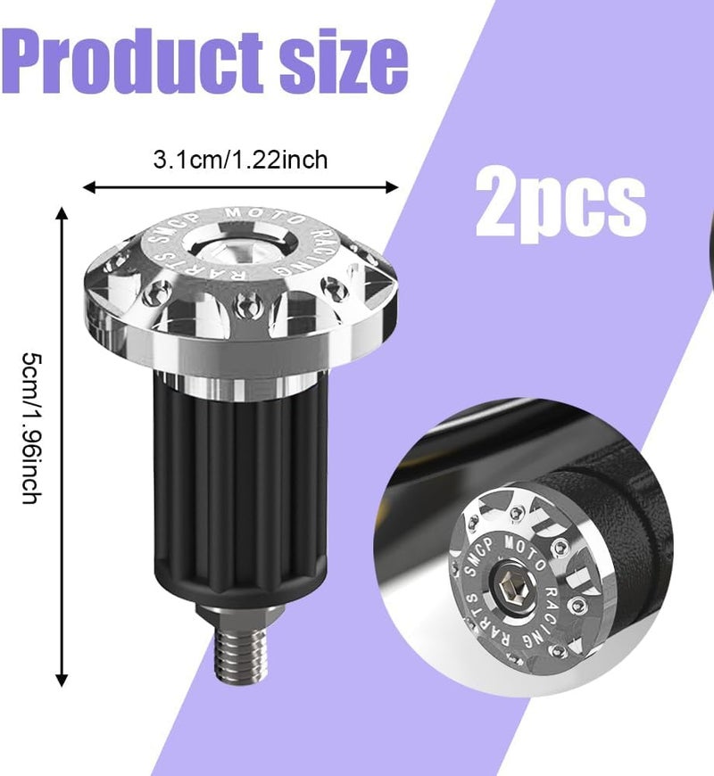 TERRIFI 2 Pieces Durable Aluminum Motorcycle Handlebar End Caps Plugs, Anti Slip Bar End Grips Replacement Accessories for Motorcycles and Electric Bikes Scooters - Image 2