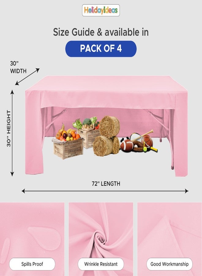 HolidayIdeas Open Back Fitted Tableclothss for 6 Foot Rectangle Table, Wrinkle Resistant Washable Table Covers 72x30 Inch for Craft Fairs, Banquets, Trade Show Display, Pink,4 Pcs - Image 5
