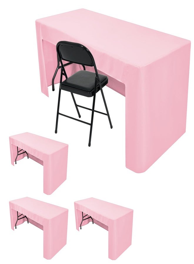 HolidayIdeas Open Back Fitted Tableclothss for 6 Foot Rectangle Table, Wrinkle Resistant Washable Table Covers 72x30 Inch for Craft Fairs, Banquets, Trade Show Display, Pink,4 Pcs - Image 1