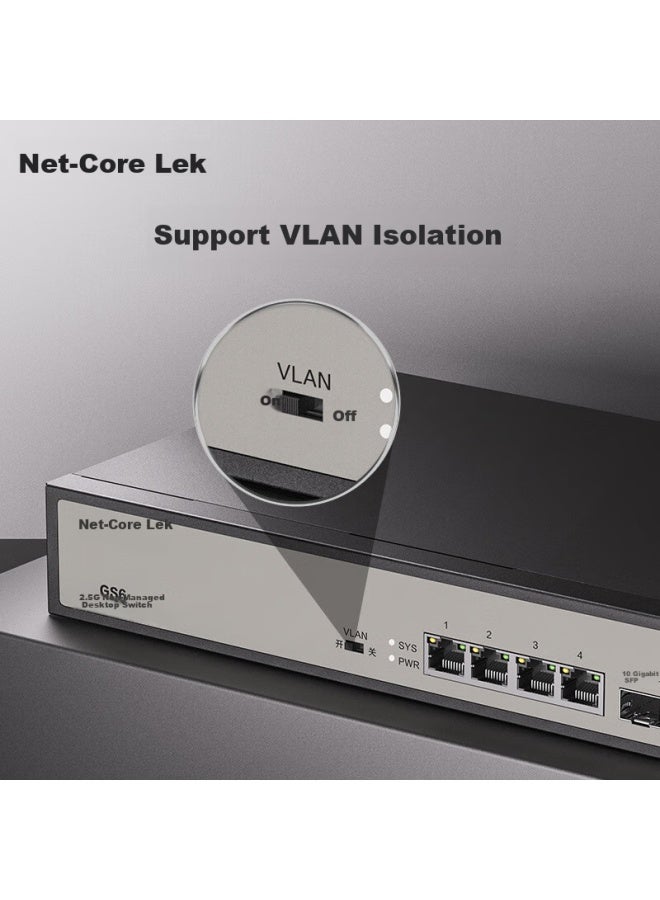 Netcore Gs6 6-port Enterprise-grade Switch With 4 2.5g Electrical Ports + 2 10g Sfp Optical Ports, Compatible With 1g Optical And Electrical Modules, Gigabit Network Splitter - Image 2