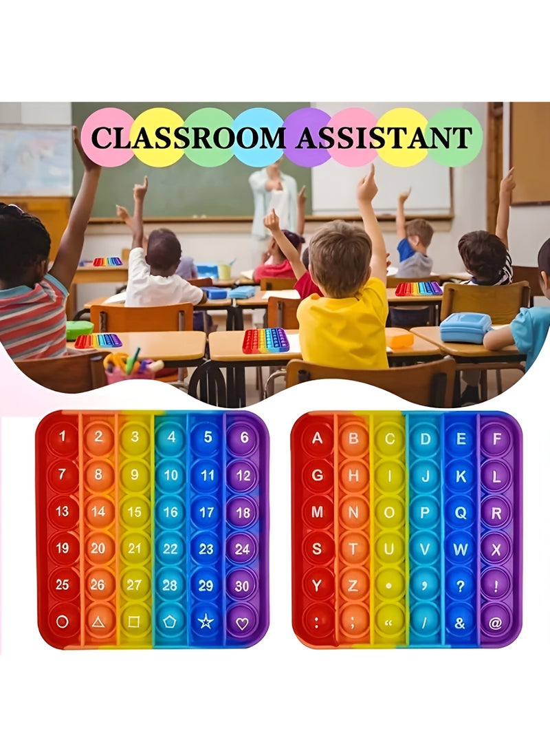 DECOR SOUQ Rainbow Pop It Alphabet & Number Learning Toy – Montessori Educational Fidget Toy for Kids – ABC & 123 Popper Game – Colorful Sensory Puzzle for Toddlers & Preschool – Safe Silicone Early Learning Toy – Helps with Focus, Fine Motor Skills & Sensory Development – Ideal for Autism, ADHD & Special Needs Children – BPA-Free, Non-Toxic Material – Fun and Engaging Learning Aid for Home, Classroom, or Travel – Washable & Reusable – Best Gift for Boys and Girls Ages 3+ – Educational Toy with Letters, Numbers, Symbols & Shapes – Interactive Pop It Toy for Brain Development  - Image 2