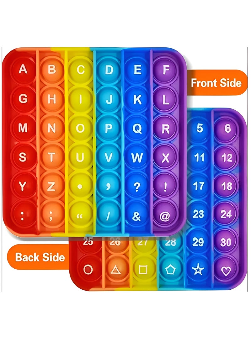 DECOR SOUQ Rainbow Pop It Alphabet & Number Learning Toy – Montessori Educational Fidget Toy for Kids – ABC & 123 Popper Game – Colorful Sensory Puzzle for Toddlers & Preschool – Safe Silicone Early Learning Toy – Helps with Focus, Fine Motor Skills & Sensory Development – Ideal for Autism, ADHD & Special Needs Children – BPA-Free, Non-Toxic Material – Fun and Engaging Learning Aid for Home, Classroom, or Travel – Washable & Reusable – Best Gift for Boys and Girls Ages 3+ – Educational Toy with Letters, Numbers, Symbols & Shapes – Interactive Pop It Toy for Brain Development  - Image 3