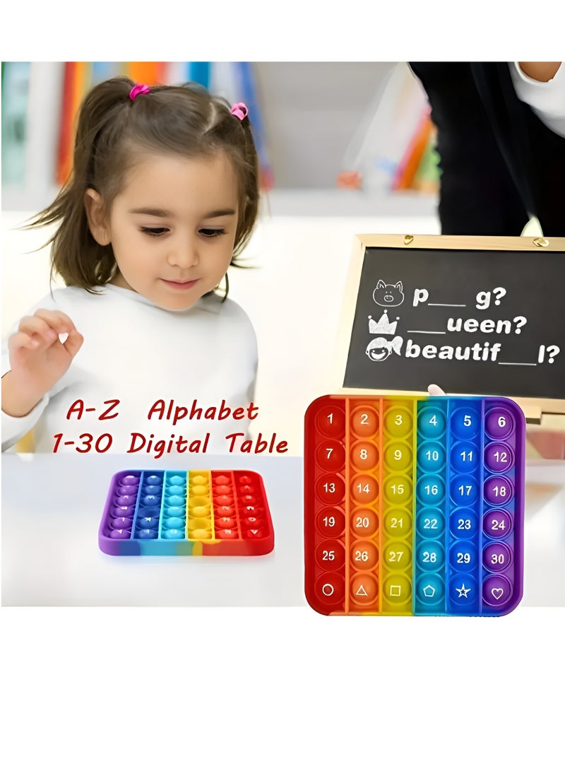 DECOR SOUQ Rainbow Pop It Alphabet & Number Learning Toy – Montessori Educational Fidget Toy for Kids – ABC & 123 Popper Game – Colorful Sensory Puzzle for Toddlers & Preschool – Safe Silicone Early Learning Toy – Helps with Focus, Fine Motor Skills & Sensory Development – Ideal for Autism, ADHD & Special Needs Children – BPA-Free, Non-Toxic Material – Fun and Engaging Learning Aid for Home, Classroom, or Travel – Washable & Reusable – Best Gift for Boys and Girls Ages 3+ – Educational Toy with Letters, Numbers, Symbols & Shapes – Interactive Pop It Toy for Brain Development  - Image 4