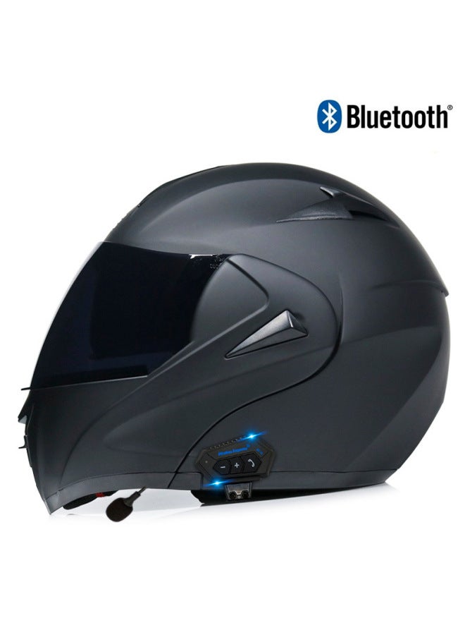 Virtue Full Face Bluetooth Helmet for Electric Motorcycle with Double Lens, Carbon Fiber Pattern, Asian Black Tea Mirror