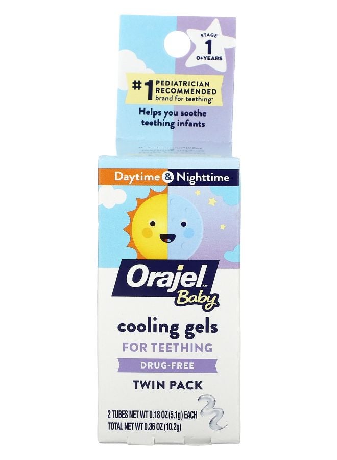 Orajel جل تبريد نهاري و ليلي للأطفال للتسنين 0+ سنوات 2 أنبوب 0.18 أونصة (5.1 جرام) لكل منهما