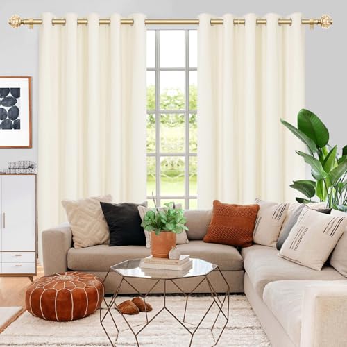 USFOOK Curtain Rods for Windows 48 to 84 Inch, USFOOK 7/8 inch Luxury Gold Curtain Rod 32 to 86 Inch, Telescoping Splicing Drapery Rods with Decorative Translucent Finials - Image 3