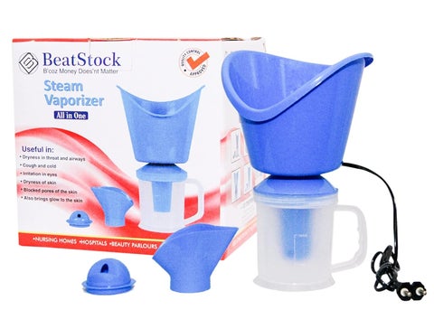 BeatStock All in one 3 in 1 vaporizer steamer Nozzle Inhaler for facial Sauna cold and cough Sky BLUE