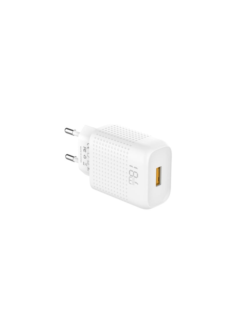 جي باور شاحن سريع G-Power GP-C43 GaN بقوة 18 واط مع كابل USB-A إلى USB-C، متوافق مع سلسلة iPhone 15/16/17، وPixel، وSamsung Galaxy، وXiaomi، وأجهزة iPad - أبيض - Image 1