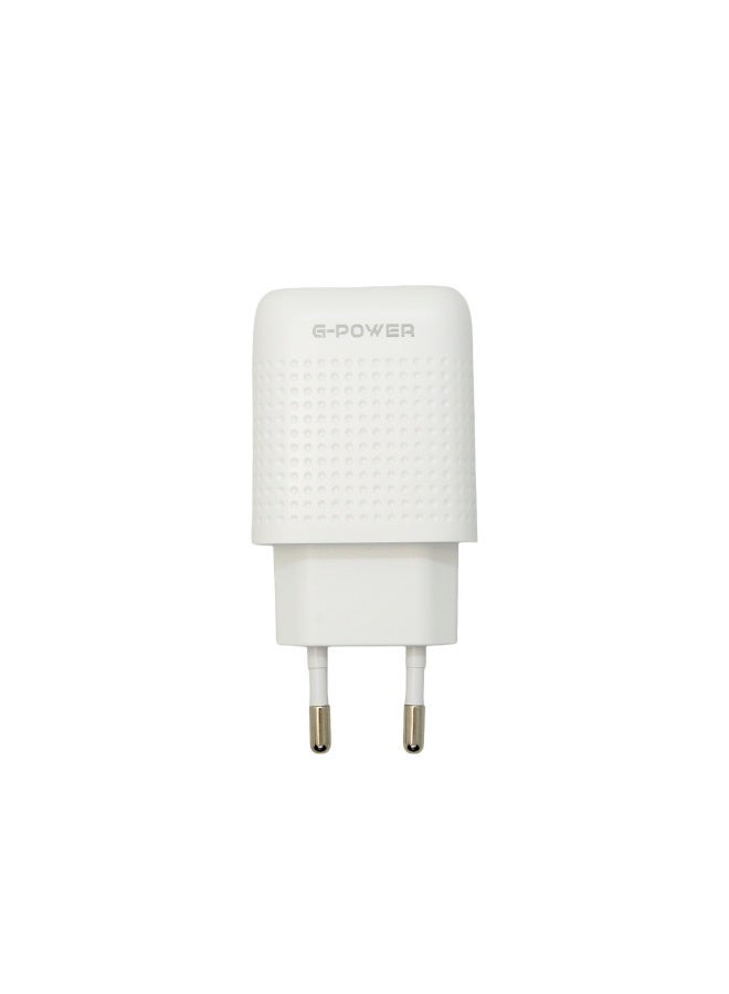 جي باور شاحن سريع G-Power GP-C43 GaN بقوة 18 واط مع كابل USB-A إلى USB-C، متوافق مع سلسلة iPhone 15/16/17، وPixel، وSamsung Galaxy، وXiaomi، وأجهزة iPad - أبيض - Image 3