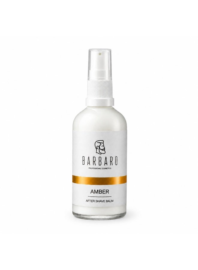 BARBARO After Shave Balm for Men – Instant Soothing & Redness Relief, Barber-Grade Post Shave Care, Amber Scent, 100 ml - Image 1